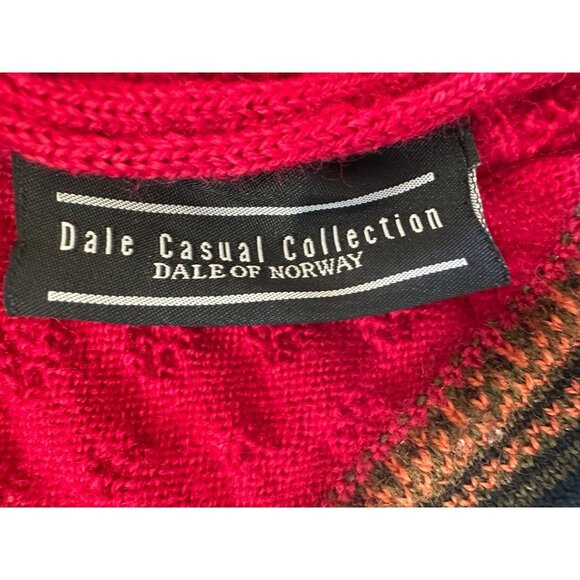 Dale of Norway XL RED Wool Pointelle Folk Nordic Knit Cardigan Sweater Jacket - Picture 4 of 10